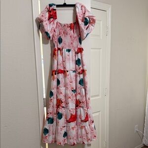 Vibrant Floral Puff Sleeve Dress